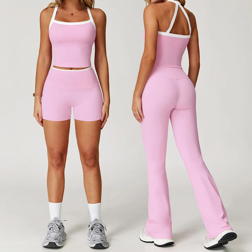 Women's Clothes 2 Pieces Workout Tracksuit Yoga Set Sportswear Gym Clothing High Waist Bell-bottoms Sexy Fitness Bta Sports Suit Main image