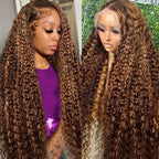 250% Density 427 Highlight Deep Wave Lace Front Wig Human Hair 13x6 13x4 HD Lace Frontal Wig Colored Ombre 100% Brazilian Wigs