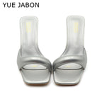 Black Red High Heel Slippers Women Open Toe Slingback Sandals Female Pumps Square Toe Summer Simple Designer Heeled Sandals