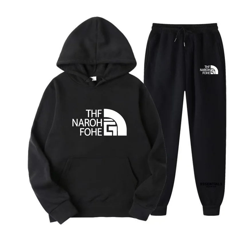 Men's and women's fashionable sports casual hooded sweatshirts and sweatpants, fashionable and simple printed sportswear