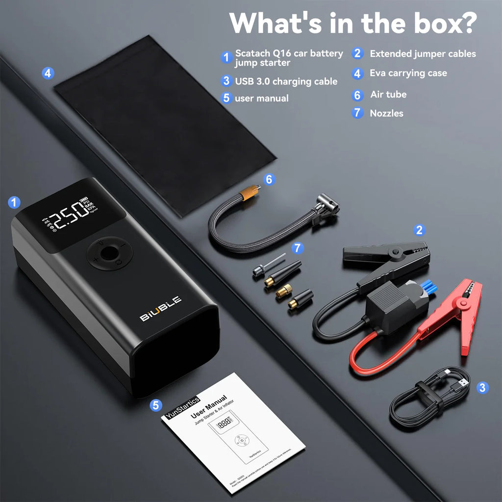 Car Jump Starter With Air Compressor Jump Starter Power Bank Portable Battery Starter 150PSI Air Pump With LED Light