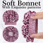 Luxurious Women's Satin Sleep Bonnet All-Over Leopard Print Nightcap for Hair Care And Fashion Style