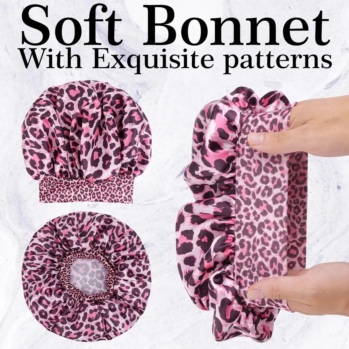 Luxurious Women's Satin Sleep Bonnet All-Over Leopard Print Nightcap for Hair Care And Fashion Style