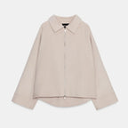 Woolen Zipper Loose Short Jacket Women Long Sleeve Lapel Solid 2025 Autumn Winter Commute Coat Street Office Warm Ladies Outwear