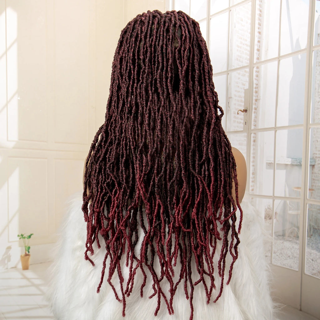 Synthetic Full Lace Locs Braided Wigs for Black Women 24 inches Knotless Box Dreadlock Braids Wig Lace Frontal Braiding Wig