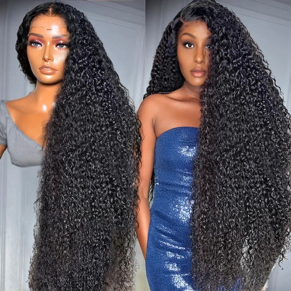 40Inch Deep Curly 13X6 HD Transparent Lace Front Human Wigs Brazilian Human Hair Wigs Water Curly Wave Frontal Wigs Pre Plucked