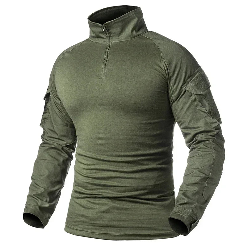 Outdoor Tactical Hiking T-Shirts Men Combat Military Army CP Camouflage Long Sleeve Hunting Climbing Shirt Cotton Sport Clothes