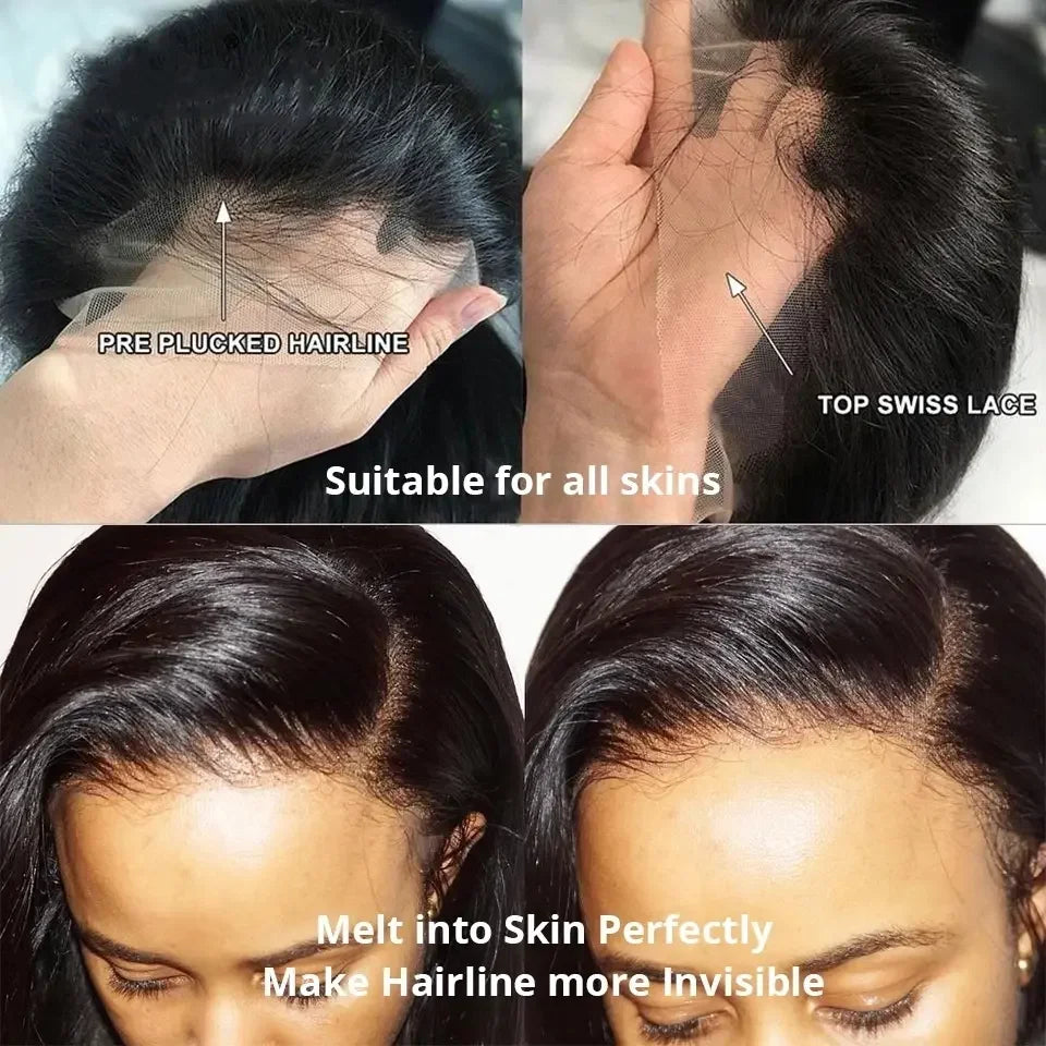 250 Density 40 44 Inch Bone Straight Hd Transparent 13x6 Lace Frontal Wig Brazilian 13x4 Hd Lace Front Human Hair Wigs For Women