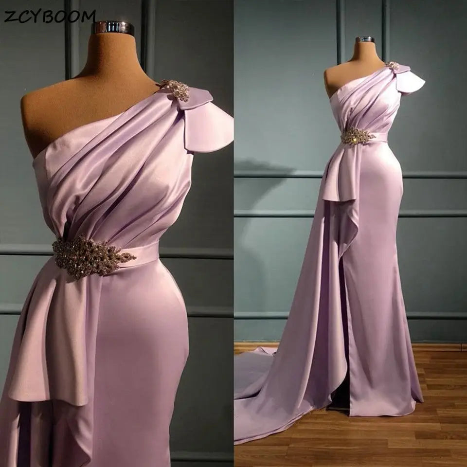 Mermaid Evening Dresses Women 2025/2026 Formal Party Night One Shoulder Vestidos De Gala With Crystal Belt Elegant Long Prom Gowns