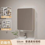 ‌Smart Corner Round Space Aluminum Mirror Cabinet, Wall Mounted Bathroom Storage with Shelves,Medicine Cabinet  Vanity Organizer