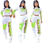 High Quality 2 Piece Outfit for Women Set  Casual Sweat Suit Crop Sweatpant Joggers Tracksuit Fall Clothes Wholesale Dropshpping