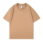 Heavyweight Impermeable 300g Carbon Matte Pure Cotton Thick Short Sleeved T-shirt Men and Women Pure White Simple Base Shirt