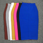 Elegant Elastic Knee Length Bandage Skirts For Women Chic High Waist Formal Occassion Office Lady Pencil Skirt Comfortable