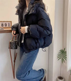 Women Korean Cotton Parkas Hooded Winter Oversize Coat Thick Warm Loose Puffer Jacket Female Solid Fashion Zipper Outwear