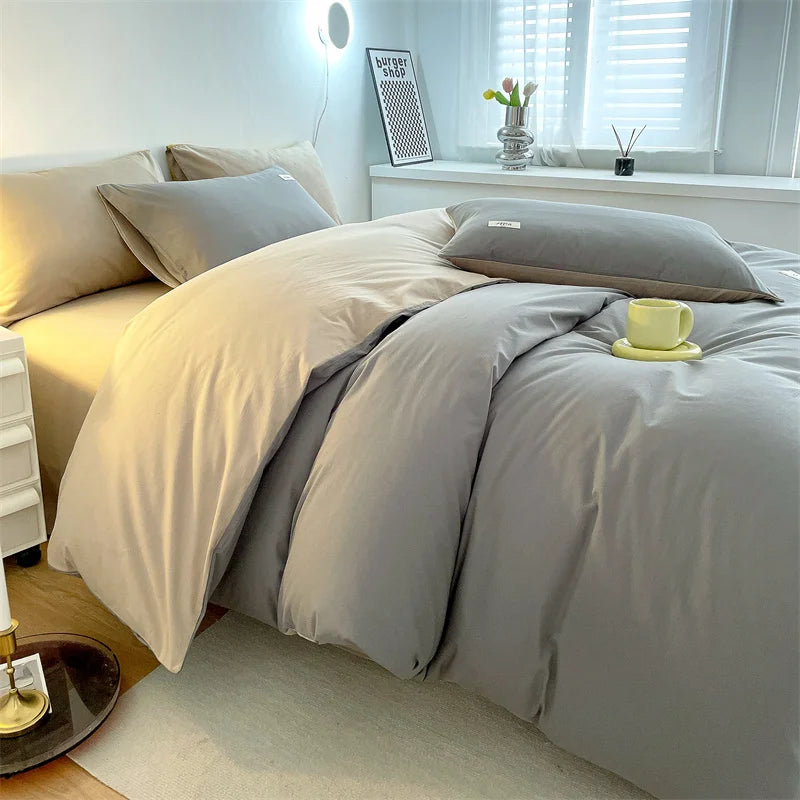 INS style high luxury solid color double-sided style single couple quilt cover soft luxury hotel & apartment & home bedding