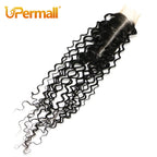 Upermall 50g 4/5/6 Human Hair Bundles With Closure Kim K 2x6 Kinky Curly HD Transparent Middle Part Lace Closure and Bundle Full