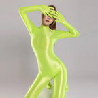 Sexy Women Bodysuit One-piece Swimsuit Silky Tights Shiny Pantyhose Wetsuit Yoga Zentai Plus Size cycling Overalls Jumpsuits