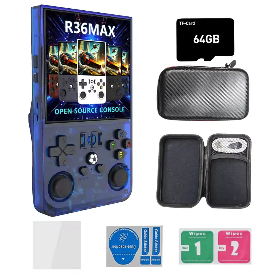 Open Source R36Max 4 Inch IPS Screen Retro Handheld Video Game Console Linux System Portable Pocket Game Player RK3326 Chip