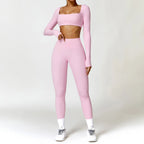 2-Piece Quick Dry Yoga Set – Long Sleeve Gym Outfit