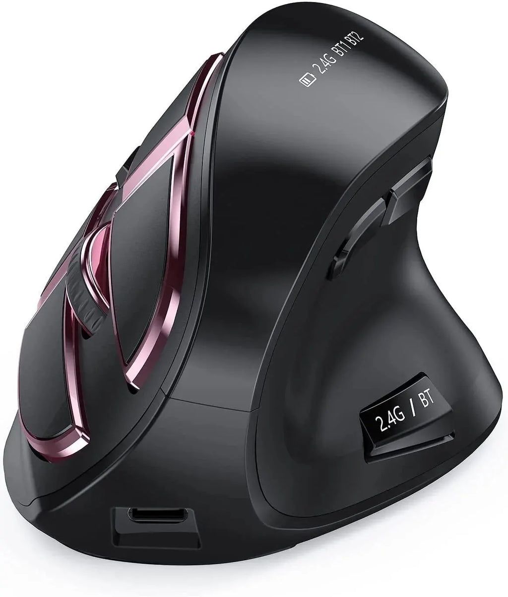JOMAA 2.4G Wireless Mouse Rechargeable Bluetooth Mouse Ergonomic Vertical Mouse for Mac Windows Laptop Tablet Gaming Mause