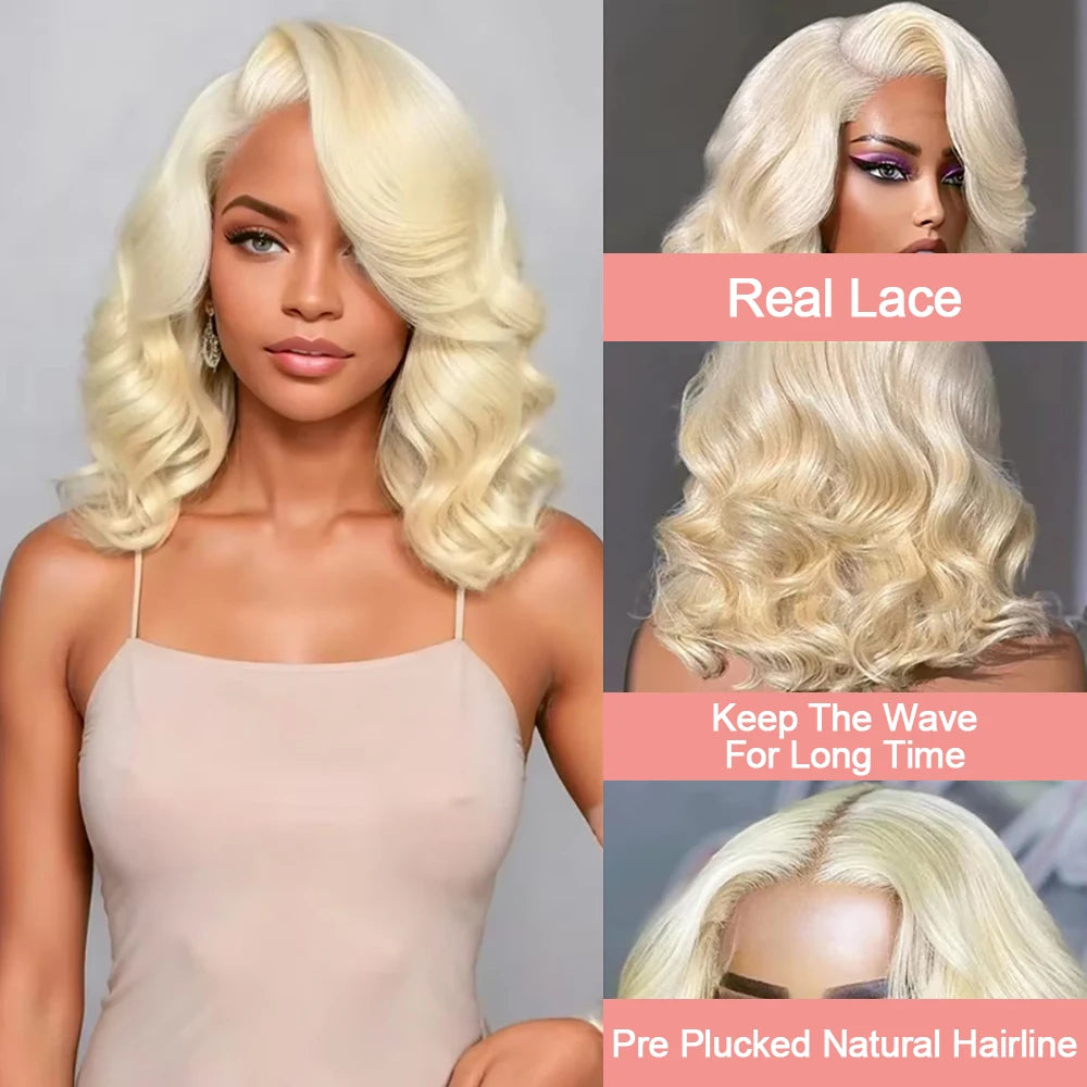HD Transparent Short Bob 613 Blonde Body Wave 13x6 Lace Front Human Hair Wigs For Women Brazilian Lace Frontal Wig Pre Plucked