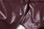 Sisterlinda Faux Leather Single Button Crop Jacket Women Autumn Trend Cross Neck Full Sleeve Wild Style Classic Streetwear Coat
