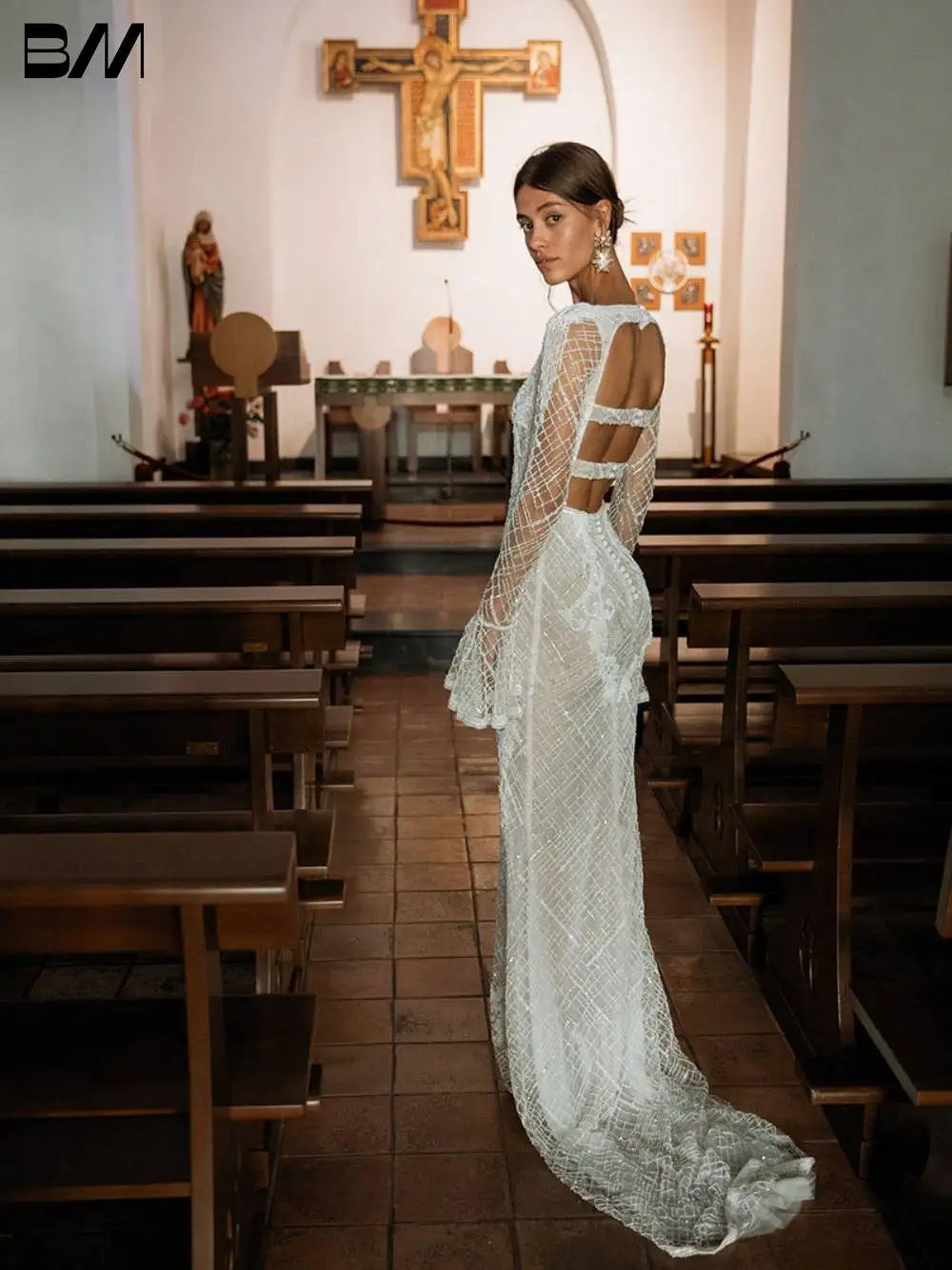 Shimmering Pearls Straight Wedding Dress Elegant Sexy Buttons Back Big Day Women Wear Customized Luxurious Church Bridal Gown Main image