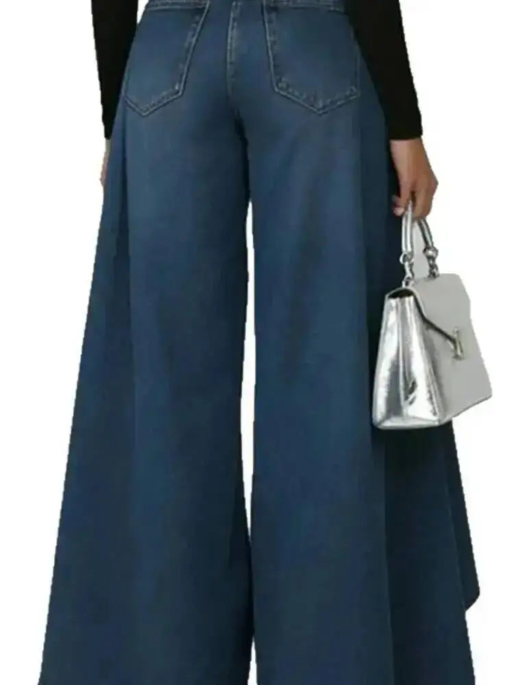 SHENGPALAE European And American Style Loose Solid Color Printed Button Straight Leg Jeans For Women 2026 Spring New 05E01378