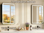 LED Bathroom Mirror Cabinet 3-Tier Storage Detachable Shelves Color Dimmable Defogging Wall Mounted Cabinet Bathroom Furniture
