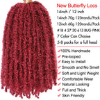 14 12 inch Butterfly Faux Locs Crochet Hair Braids Pre looped Distressed Goddess Butterfly Soft Locs Crochets Braids Cheveux Lok