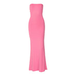 Hugcitar Elegant Women Solid Strapless Backless Bandage Sexy Bodycon Maxi Dress Summer Women Y2K Clothes Beach Vacation Party