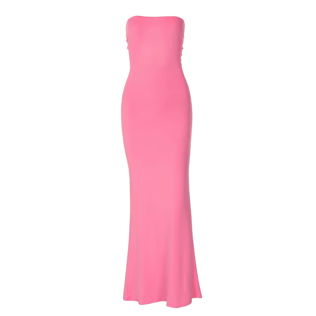 Hugcitar Elegant Women Solid Strapless Backless Bandage Sexy Bodycon Maxi Dress Summer Women Y2K Clothes Beach Vacation Party