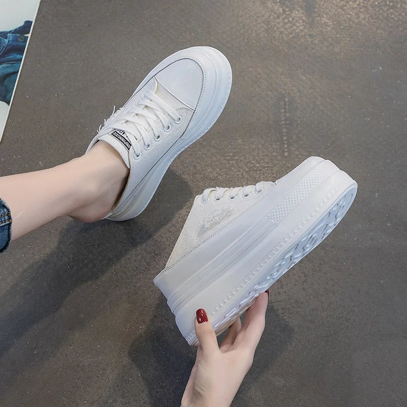 8CM Women Summer Shoes Slippers Platform Wedge Heel Beach Shoes Female Slides Mules Shoes Sneakers Fashion Canvas Women Footwear Secondary image