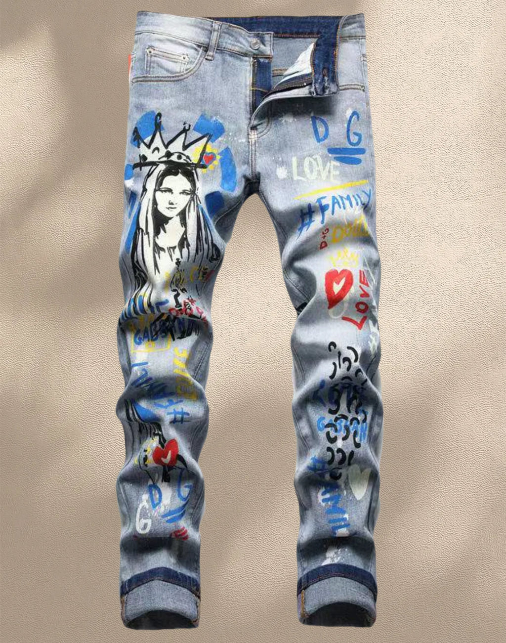 Fashionable Men's Jeans  With Trendy Prints  Highlighting Individuality   Elastic And Breathable Fabric  Free Shipping