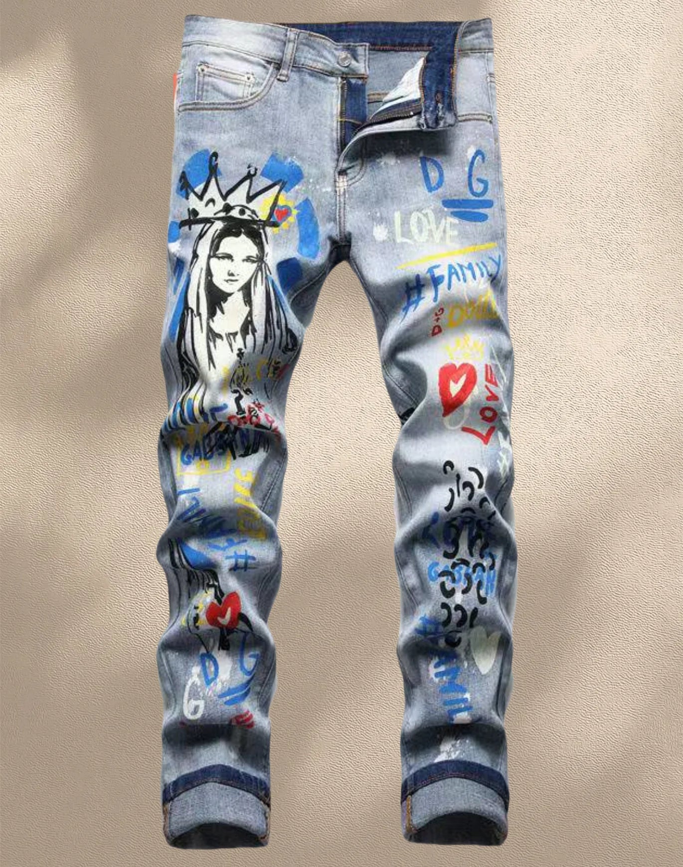 Fashionable Men's Jeans  With Trendy Prints  Highlighting Individuality   Elastic And Breathable Fabric  Free Shipping Main image