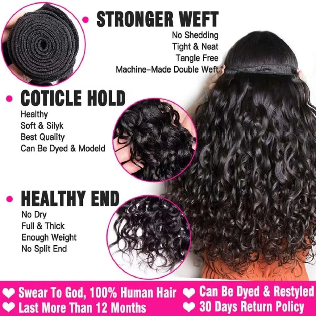 Water Wave Human Hair Bundles Curly Deep Wave 3 Bundles Brazilian Natural Black Human Hair Remy Hair Human Hair Natural