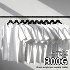 Heavyweight Impermeable 300g Carbon Matte Pure Cotton Thick Short Sleeved T-shirt Men and Women Pure White Simple Base Shirt