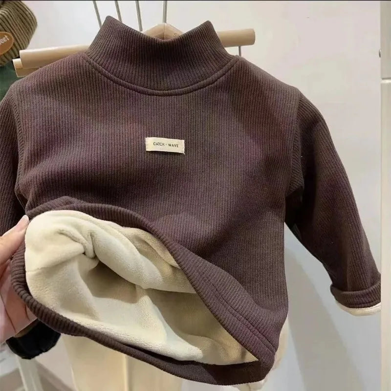Children's Autumn Winter Half High Neck Pullover Long Sleeve Bottom Shirt Kids Baby Boys Girls Clothing Tops Main image