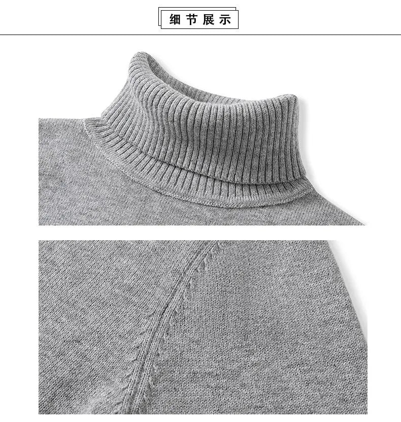 2026 Autumn Winter Children's Cotton Sweater Full Sleeve Turtleneck Knitwear Baby Boys Girls Clothing Warm Soft Jumper Pullovers