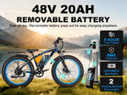 EOEOTWO Electric Bike,1500W Peak Ebikes for Adults, 26'' Fat Tire Best Ebike for Men, 70 Miles with 960Wh Battery, 25-30MPH Max Speed Bicycles, 330LB Capacity