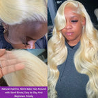 13x6 Body Wave HD Transparent 613 Lace Frontal Human Hair Wig Honey Blonde Color Brazilian Lace Front Wigs On Clearance Sale