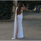 Elegant Ribbon Halter Dress Women Solid Off Shoulder Sleeveless Backless Slim Maxi Dresses 2026 Summer Autumn Party Robes Lady