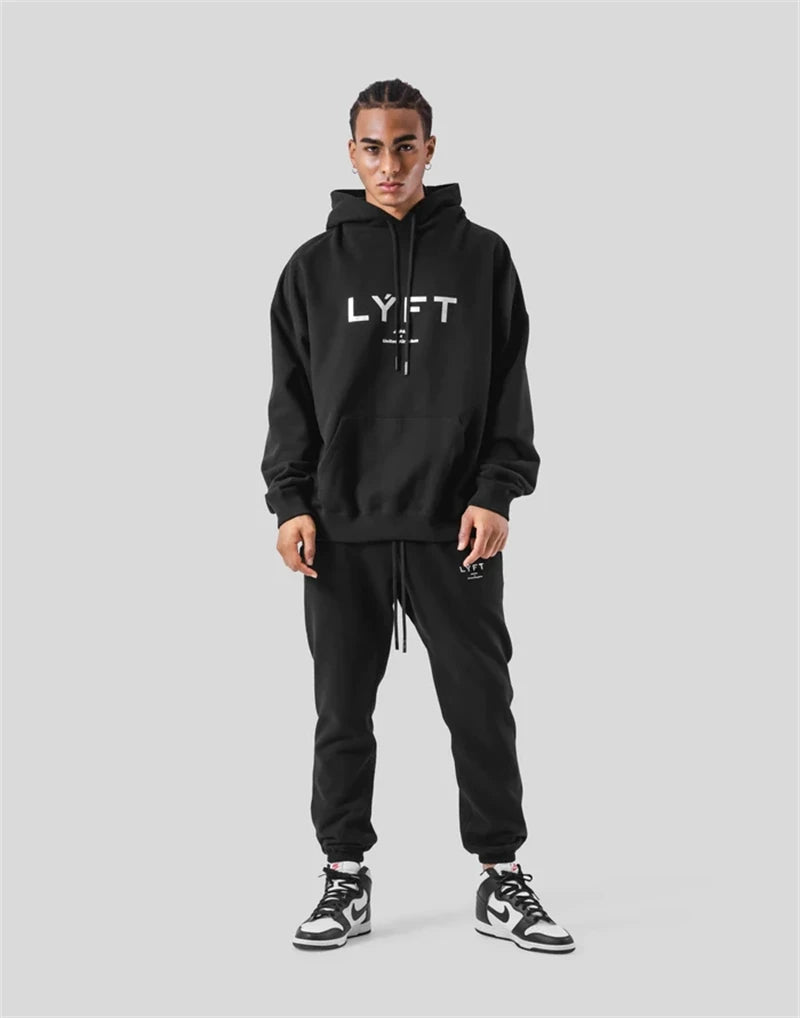 LYFT Classical LOGO Men Hoodies Winter Fleece Warm Mens Sweatshirt Fashion Streetwear Casual Men's Loose Pullovers Brand Hoody