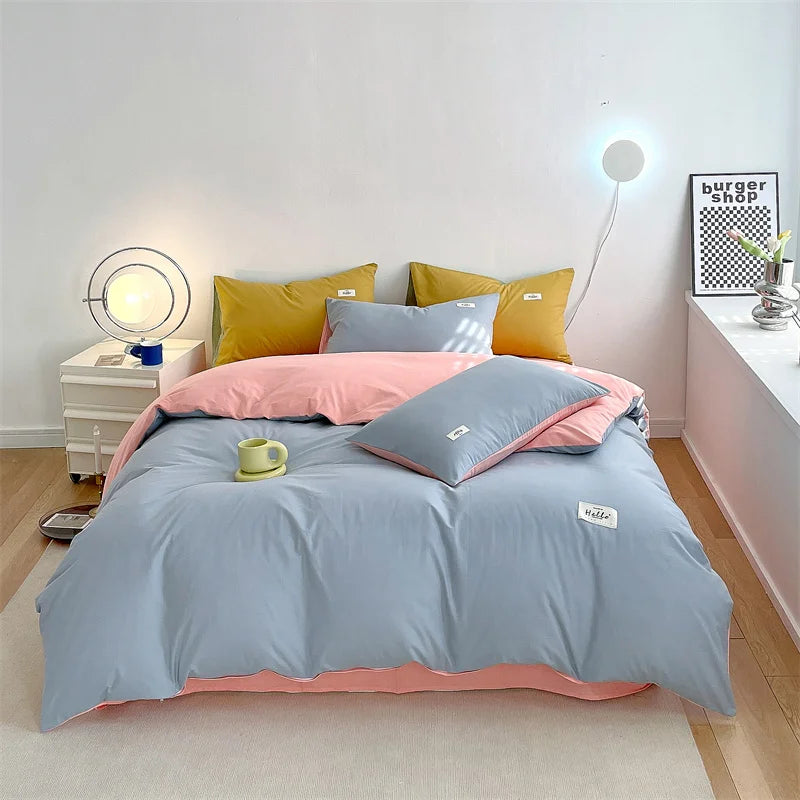 INS style high luxury solid color double-sided style single couple quilt cover soft luxury hotel & apartment & home bedding