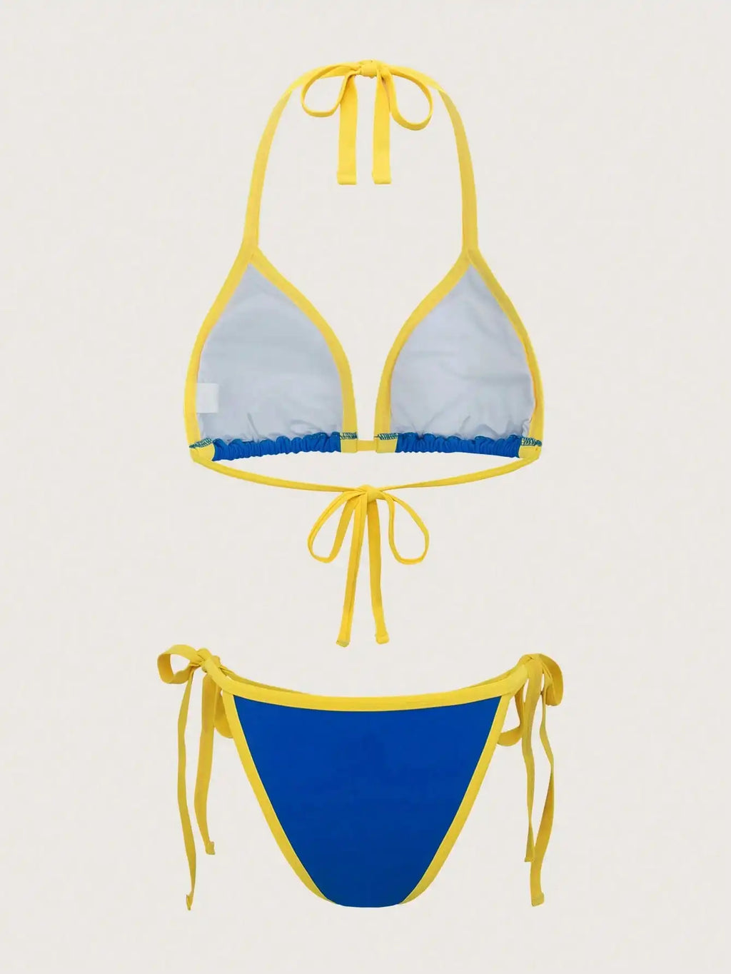 Women's Sexy Bikini Set With Color-Blocked Side Panels And Adjustable Side Ties, Summer Beach Vacations,Swimsuits For Woman