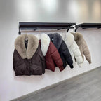Fashion Winter Jacket Women New Korean Big Fur Collar Thick Down Cotton Jacket Parkas Female Short Coat Slim Warm Outerwear