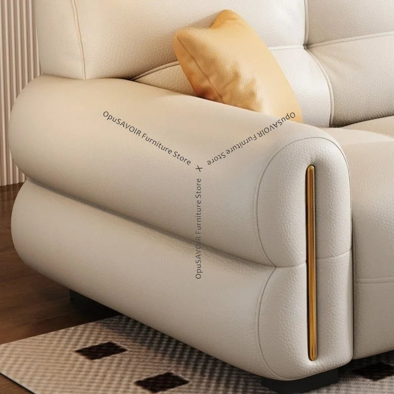 Italian Minimalist Sofa Modern Luxury Living Room Couch Straight Sofa Set Persons Genuine Leather Upholstered Furniture JT40
