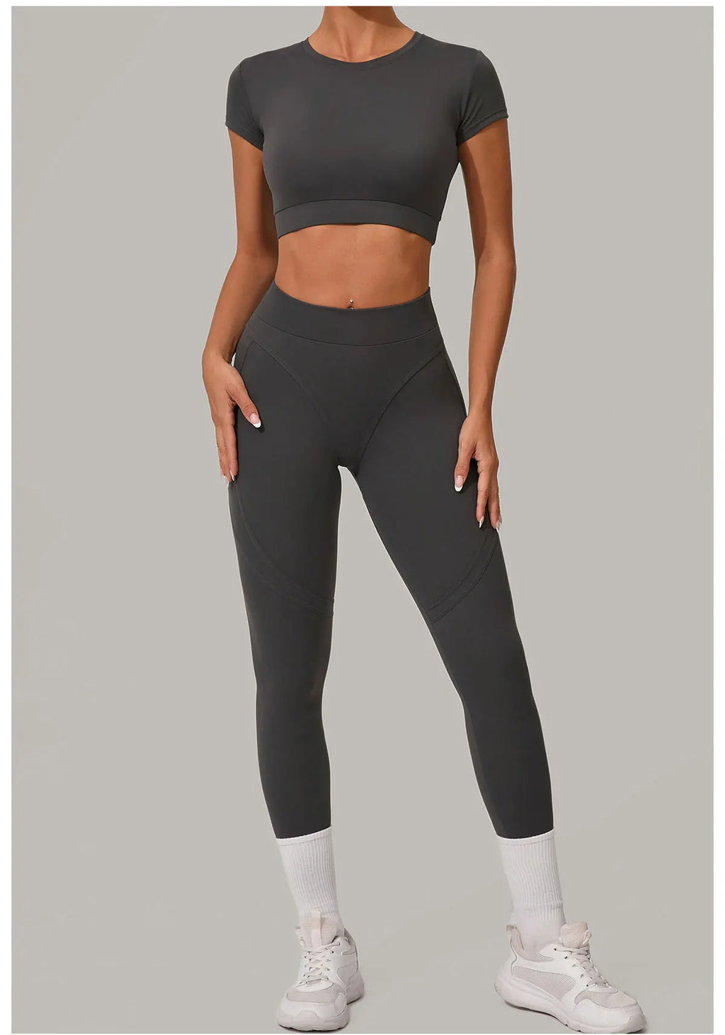 2PCS Yoga Set Gym Clothes Seamless Sportswear Yoga Suits Women Fitness Tracksuits Sports Short Sleeves Gym Leggings Sports Suits