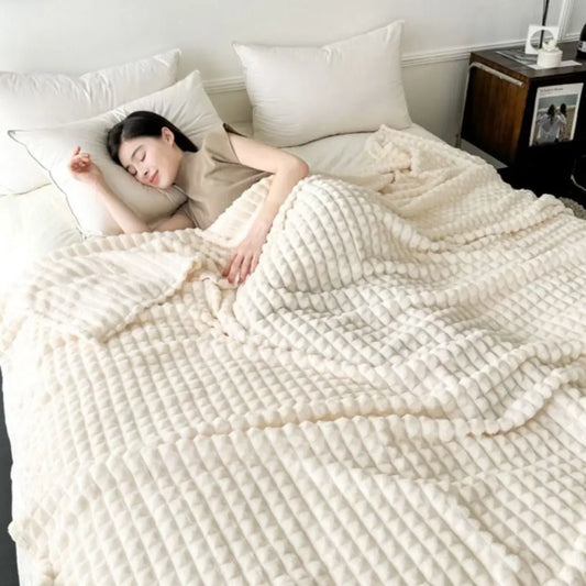 Multifunctional Solid Color Flannel Blanket Comfortable Thickened Sofa Blanket Warm Soft Office Nap Blanket Unisex