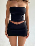 Dulzura Women 2026 Spring Tube Tops Mini Skirts Party Club Two Piece Matching Sets Vacation Outfits Wholesale Items For Business